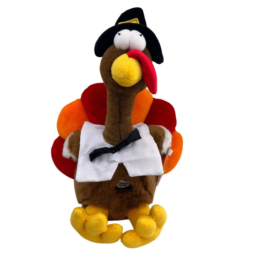 Dandee Turkey Plush Animated Singing Wiggle‎ Waggle 12in Brown Thanksgiving Toy